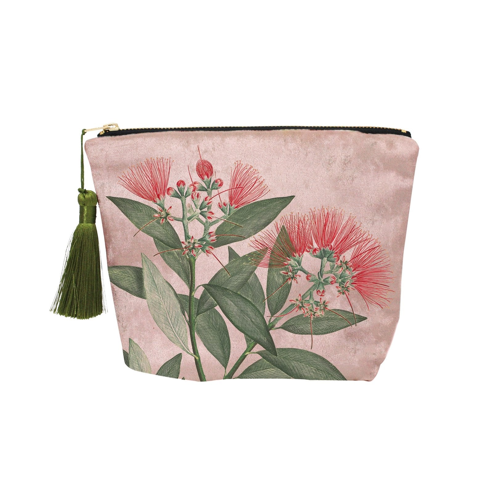 100% NZ: Vintage Botanical Pohutukawa Velvet Cosmetic Bag