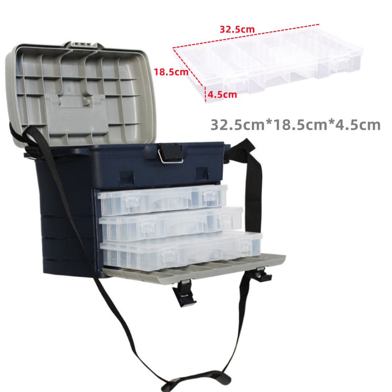 Ape Basics 3 Drawers Portable Fishing Tackle Box - Blue Grey