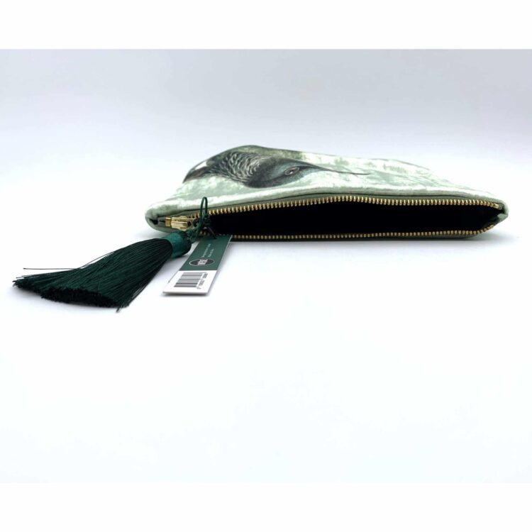 100% NZ: Hushed Green Tui Velvet Cosmetic Bag