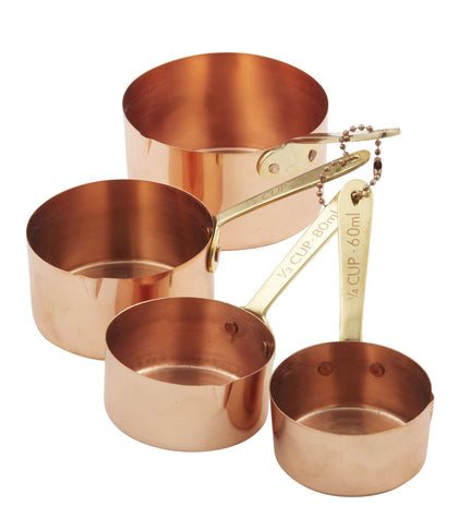 Stephanie Alexander: Copper Plated Measuring Cups with Brass Handles 4 Piece Set (1/4 Cup/1/3 Cup/1/2 Cup/1 Cup)