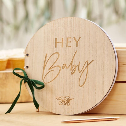 Ginger Ray: Wooden Hey Baby Shower Guest Book
