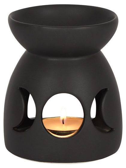 Triple Moon Cut Out Oil Burner - Black