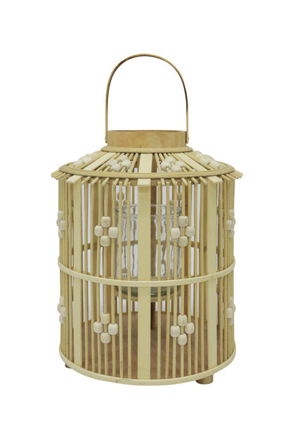 Bella Beaded Lantern - Natural (43cm)