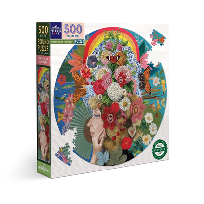 eeBoo: Round Puzzle - Theatre of Flowers (500pc Jigsaw) Board Game