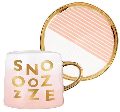 Artisanal Novelty Mug And Saucer Set - Snooze