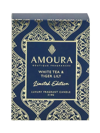 Amoura: Luxury Fragrant Candle - White Tea & Tiger Lily