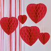 Ginger Ray: Honeycomb Hanging Heart Decoration - Red & Pink