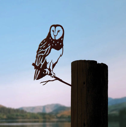 Metalbird: Barn Owl Garden Art