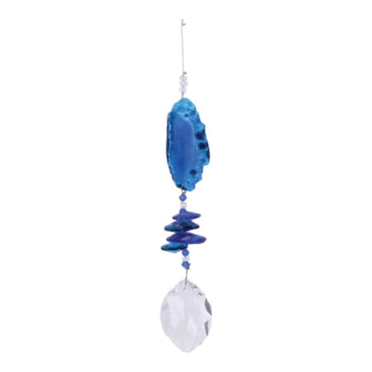 Blue Agate Slice Natural Crystal Suncatcher