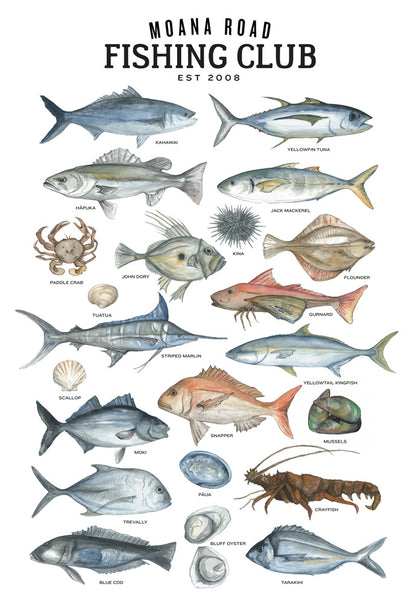 Moana Road: Tea Towels - Fishing Club (51cm x 70cm)