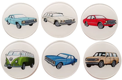 Moana Road: Vintage Car Club Glass Coasters
