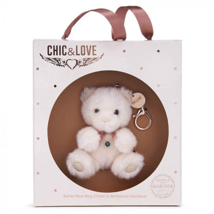 Chic & Love: Bailey Bear Bag Charm & Birthstone Necklace - March