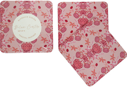 Lavida: Coaster Set - Floral Garden Blush